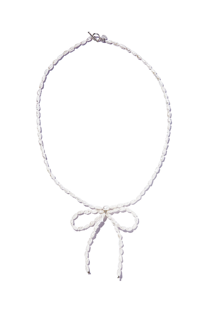 les bonbon(ル ボンボン)｜bow pearl ネックレス/ホワイト の通販