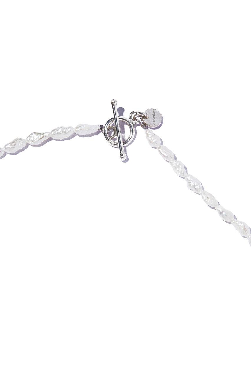 les bonbon】bow pearl long necklace/ボウ パール ロング