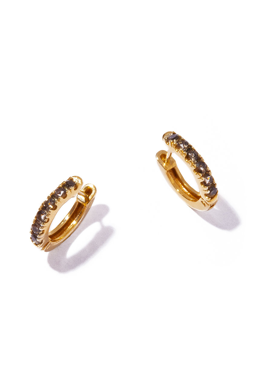 les bonbon embrace smoky quartz ピアス (イエローゴールド, F) ル ボンボン ELLE SHOP