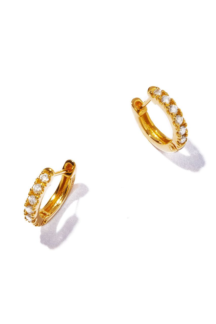 les bonbon(ル ボンボン)｜K18 half diamond hoop ピアス/イエロー