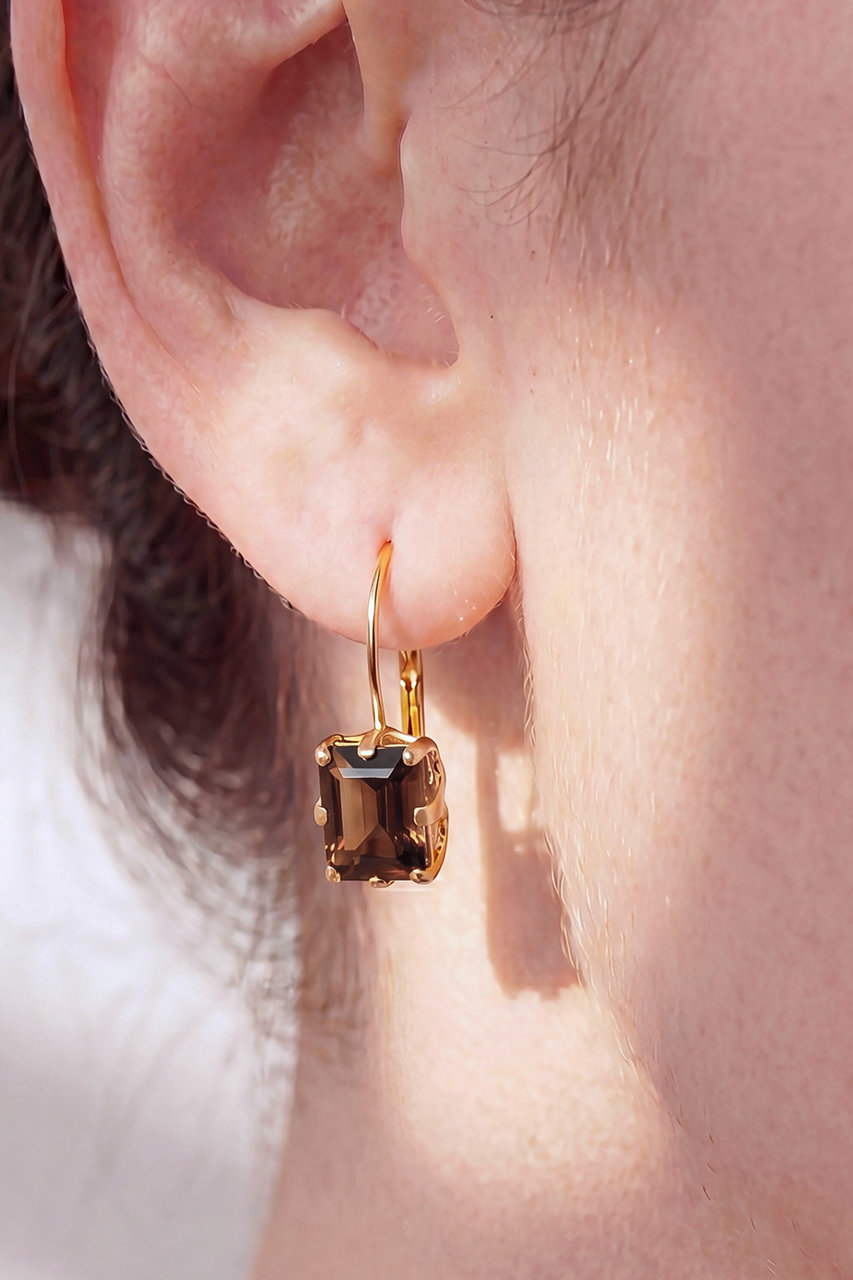 les bonbon(ル ボンボン)｜recto smoky quartz ピアス/ブラック の通販