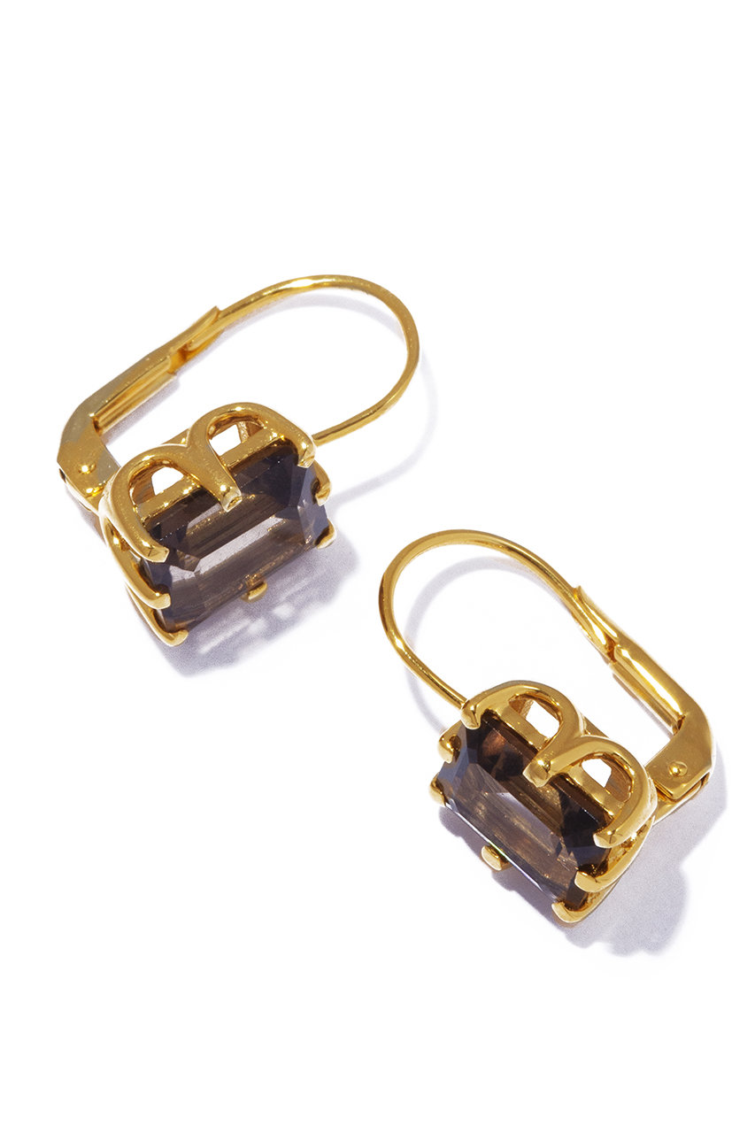 les bonbon(ル ボンボン)｜recto smoky quartz ピアス/ブラック の通販