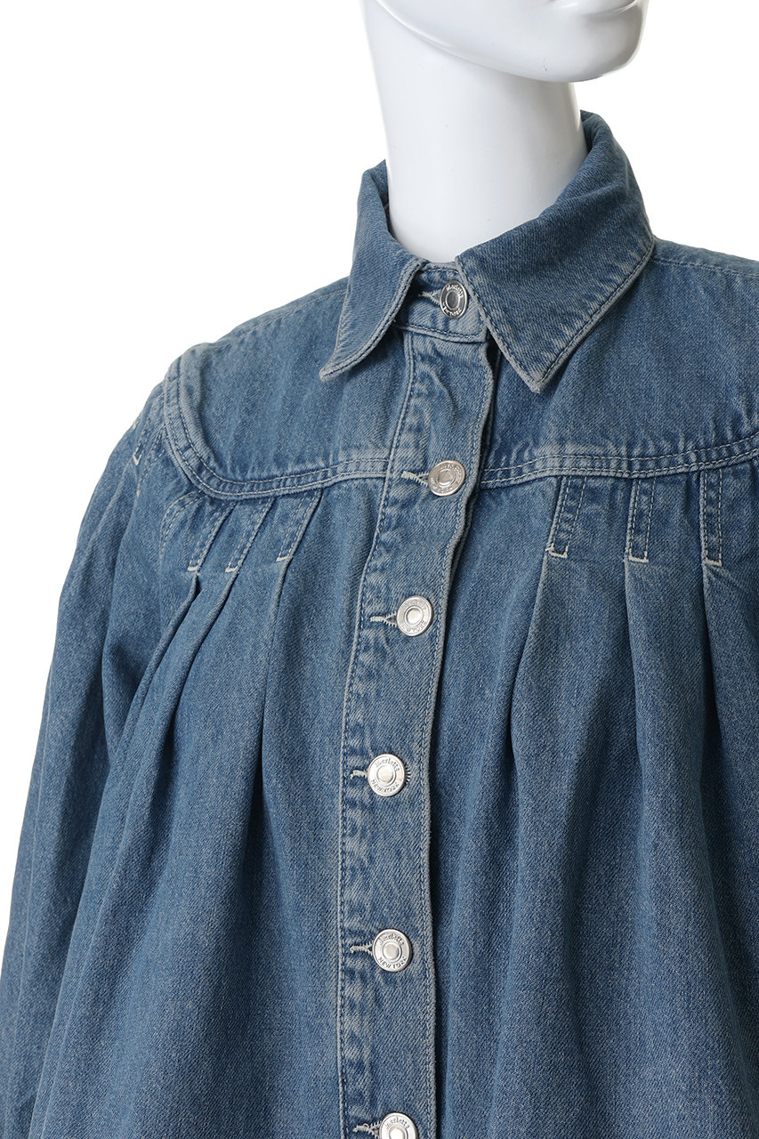 Merlette(マーレット)｜EASTON プリーツデニムジャケット/ブルー の