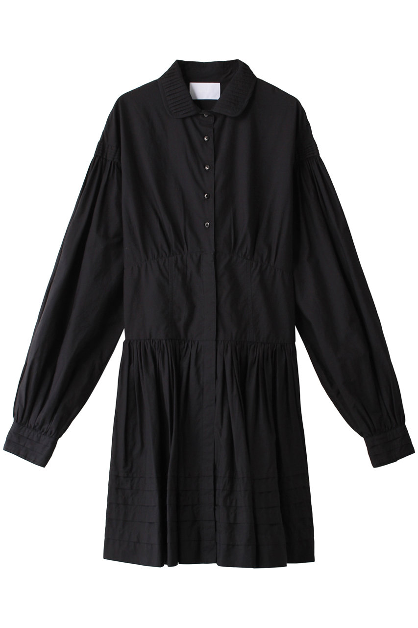  Merlette TAYLOR プリーツカラーフィットシャツドレス (ブラック 2) マーレット ELLE SHOP