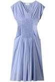 PIERROT CHAMBRAY スモッキング刺しゅう Vネックドレス