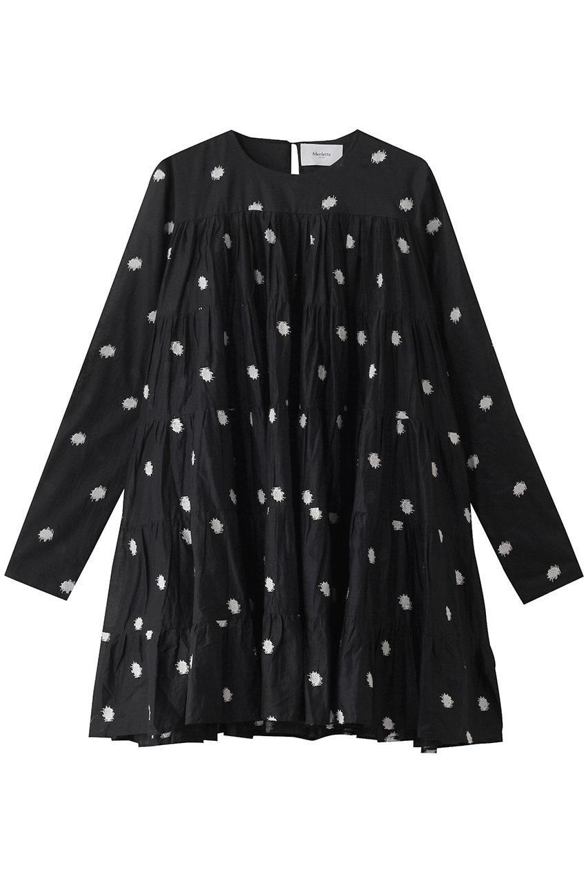 Merlette SOLIMAN ドット刺しゅう ティアードドレス (ブラック, XS) マーレット ELLE SHOP Merlette SOLIMAN ドット刺しゅう ティアードドレス (ブラック, XS) マーレット ELLE SHOP