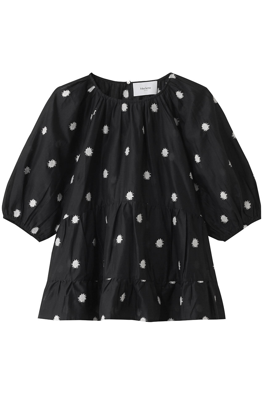 Merlette BOW ラウンドヨーク切替 ティアードブラウス (ブラック, XS) マーレット ELLE SHOP Merlette BOW ラウンドヨーク切替 ティアードブラウス (ブラック, XS) マーレット ELLE SHOP