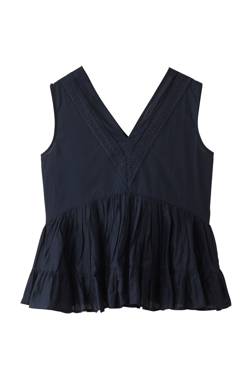 Merlette SENDA Vネックギャザーブラウス (ネイビー, S) マーレット ELLE SHOP Merlette SENDA Vネックギャザーブラウス (ネイビー, S) マーレット ELLE SHOP