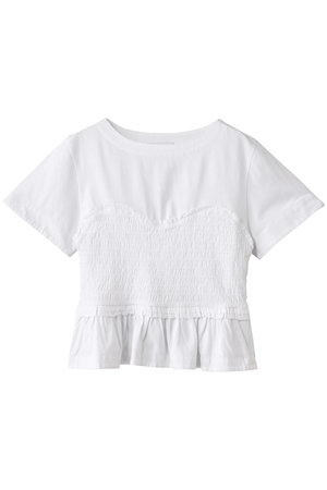 マーレット Merlette 25SS ギャザーTシャツ ホワイト サイズ：不明 Merlette(マーレット) 25SSギャザーTシャツ ホワイト サイズ