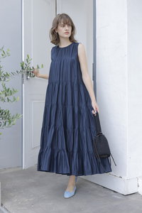 Merlette 水色 ティアード長袖チュニック Merlette｜マーレットのワンピース・チュニック通販｜ELLE SHOP (エル