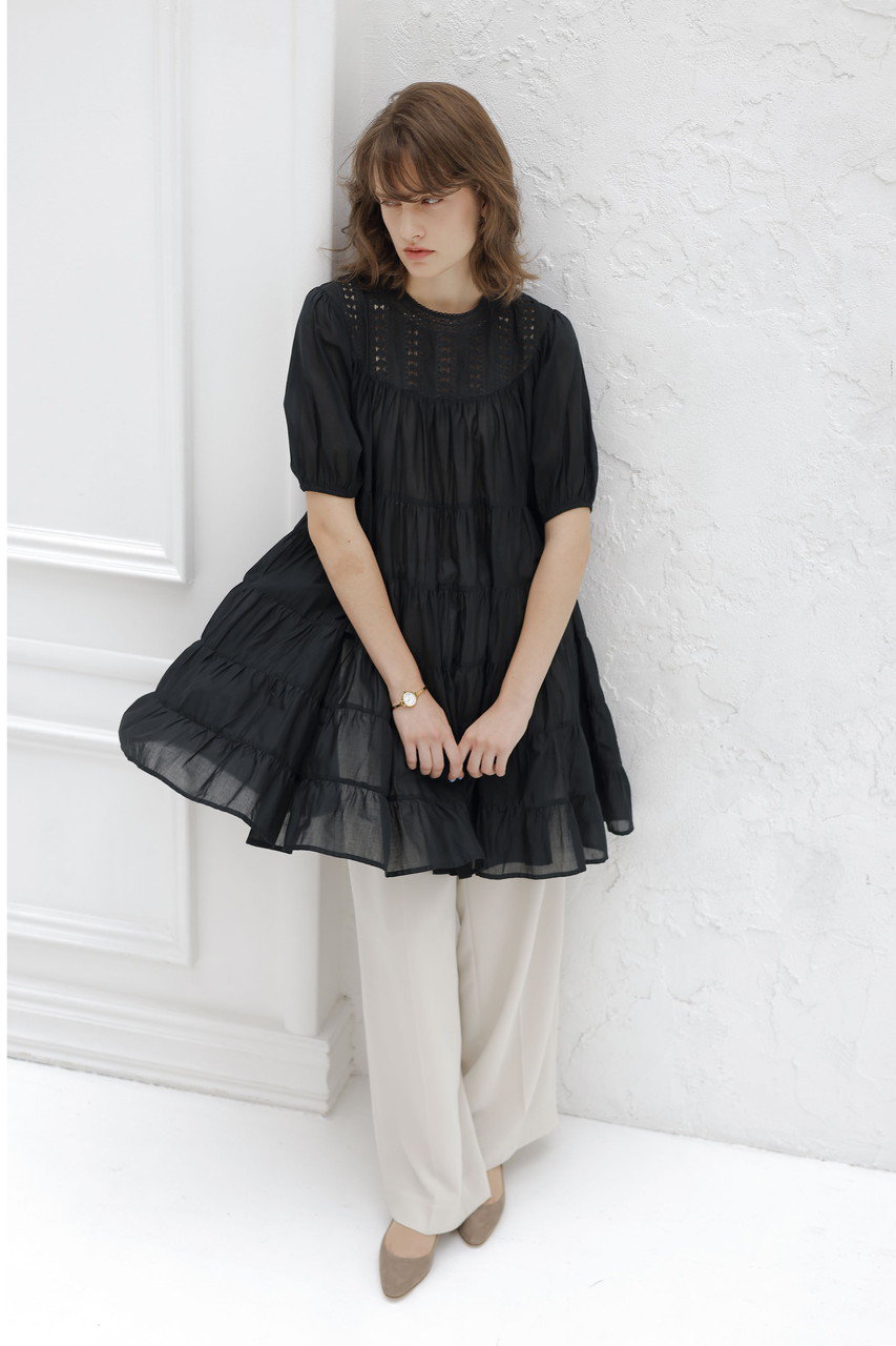 Merlette(マーレット)｜ESTELLE レースヨークパフスリーブミニドレス