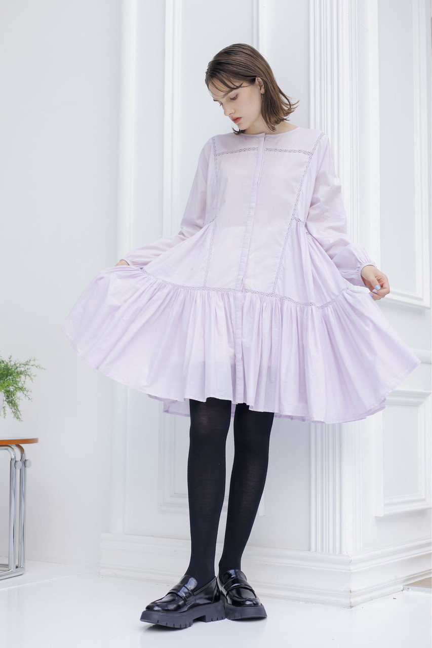 Merlette(マーレット)｜VEDA レーストリムギャザーミニシャツドレス