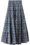 HANA PRINT フラワープリント ウエストゴムティアードロングスカート マーレット/Merlette ネイビー