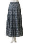 HANA PRINT フラワープリント ウエストゴムティアードロングスカート マーレット/Merlette