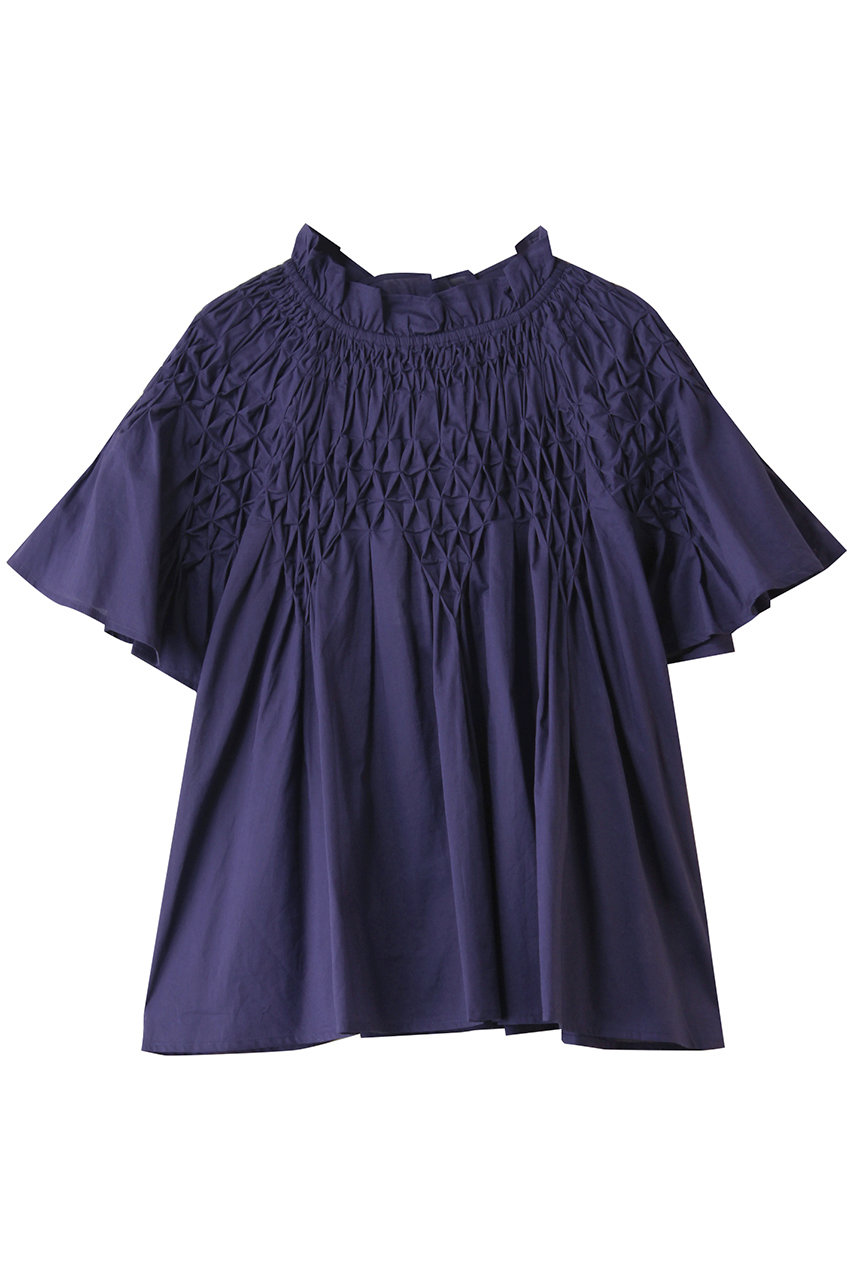 Merlette BEJART スモッキング刺しゅう ハイネックブラウス (ネイビー, S) マーレット ELLE SHOP Merlette BEJART スモッキング刺しゅう ハイネックブラウス (ネイビー, S) マーレット ELLE SHOP