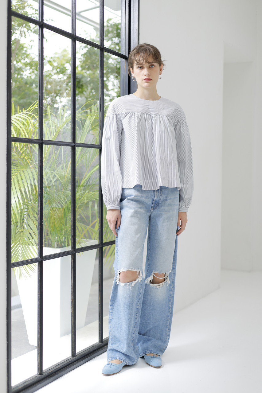 Merlette(マーレット)｜KIRA ストライプバックリボンギャザーフレア