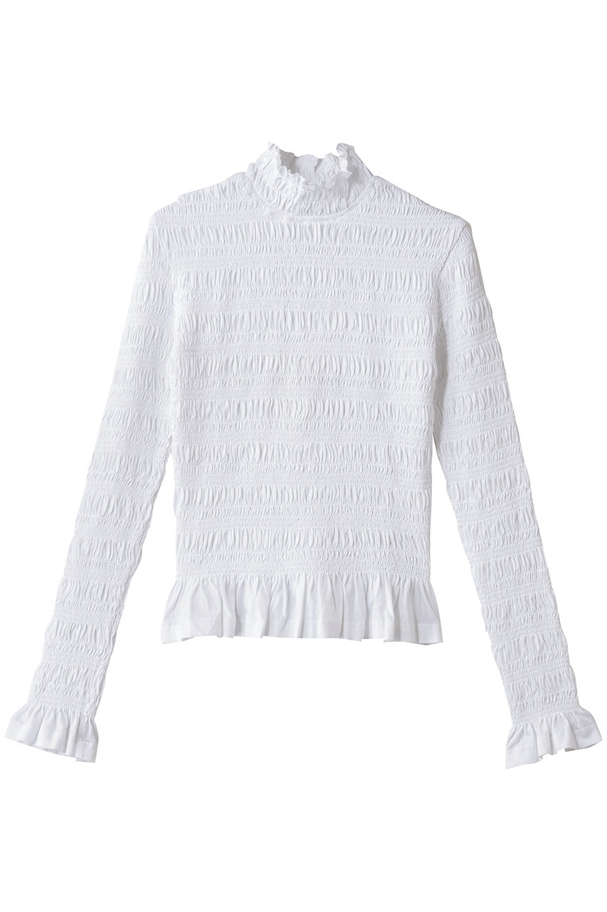 マーレット/MerletteのKANTOR スモッキング刺しゅう ハイネックジャージートップス(ホワイト/4210900036)