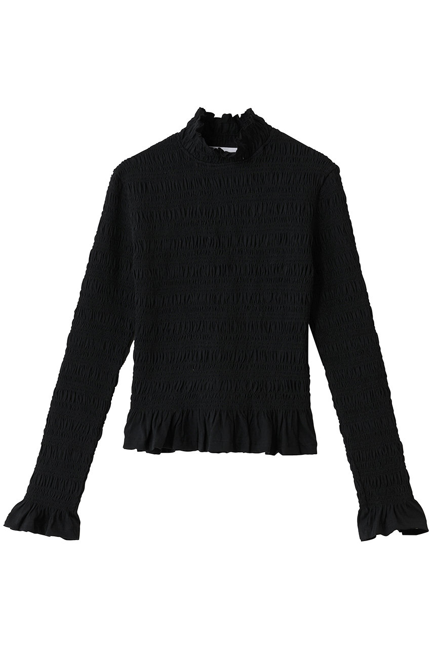 マーレット/MerletteのKANTOR スモッキング刺しゅう ハイネックジャージートップス(ブラック/4210900036)