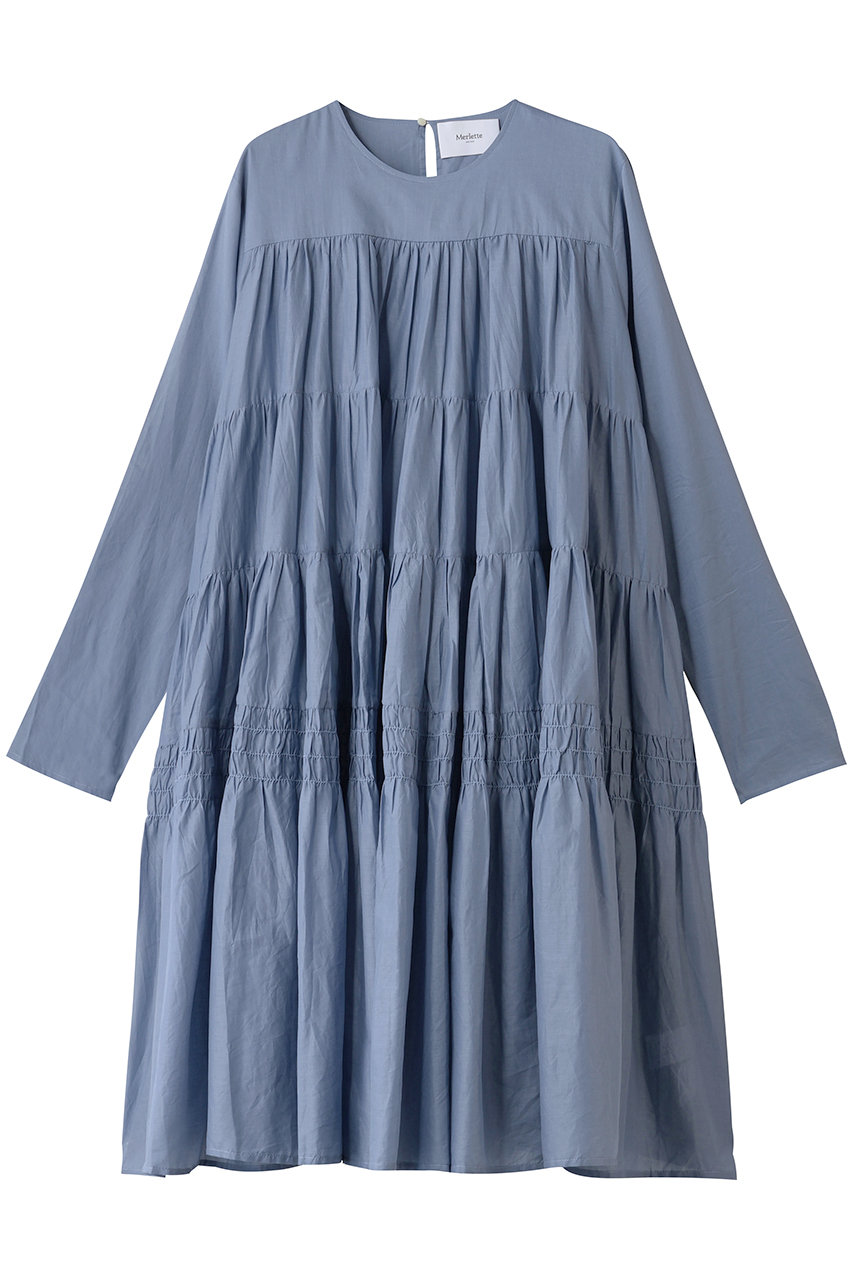 Merlette SOLIMAN MIDI ティアードミディドレス (ブルー, XS) マーレット ELLE SHOP