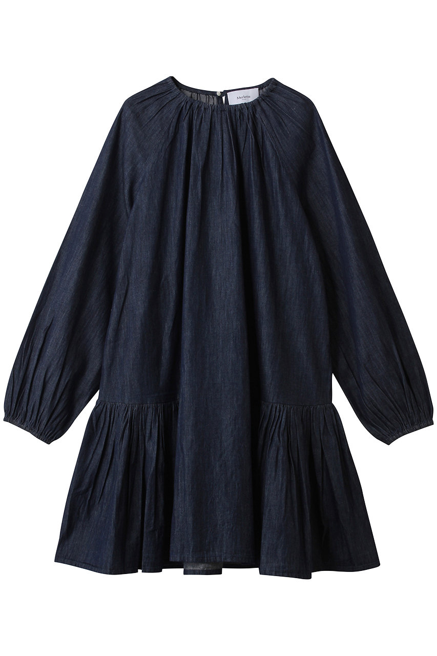 Merlette SEYMOUR デニムギャザーミニドレス (ネイビー, XS) マーレット ELLE SHOP Merlette SEYMOUR デニムギャザーミニドレス (ネイビー, XS) マーレット ELLE SHOP