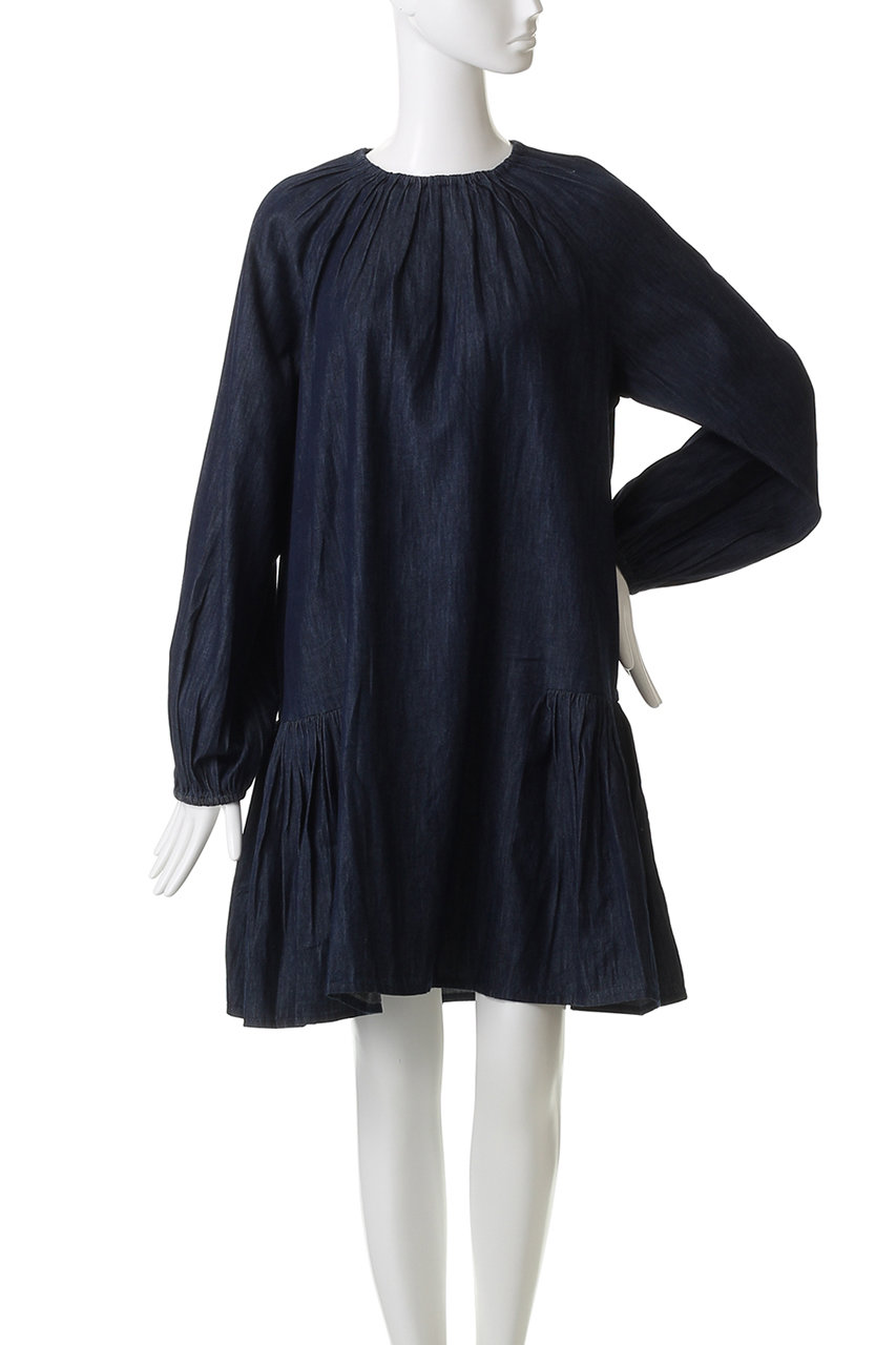 Merlette(マーレット)｜SEYMOUR デニムギャザーミニドレス/ネイビー の