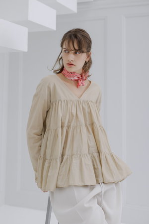 【 MERLETTE 】ブラウス Merlette マーレット MAJORELLE コットンスモッキングブラウス