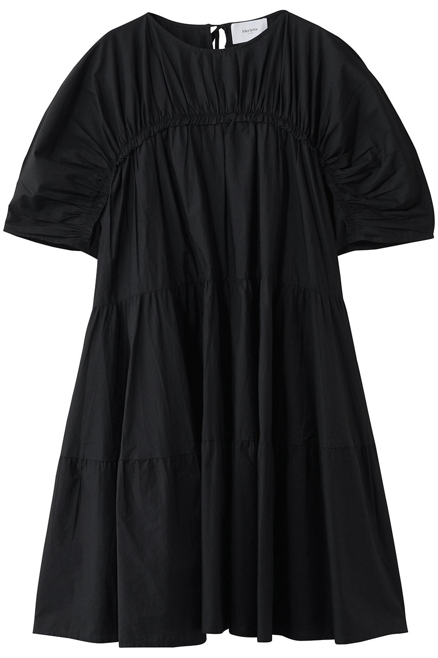 マーレット/MerletteのINES ギャザースリーブ ティアードドレス(ブラック/4310300029)