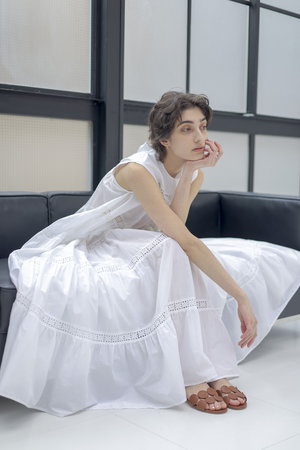 マーレット/MerletteのSARADINE レーストリム ティアードマキシドレス(110500/110503)