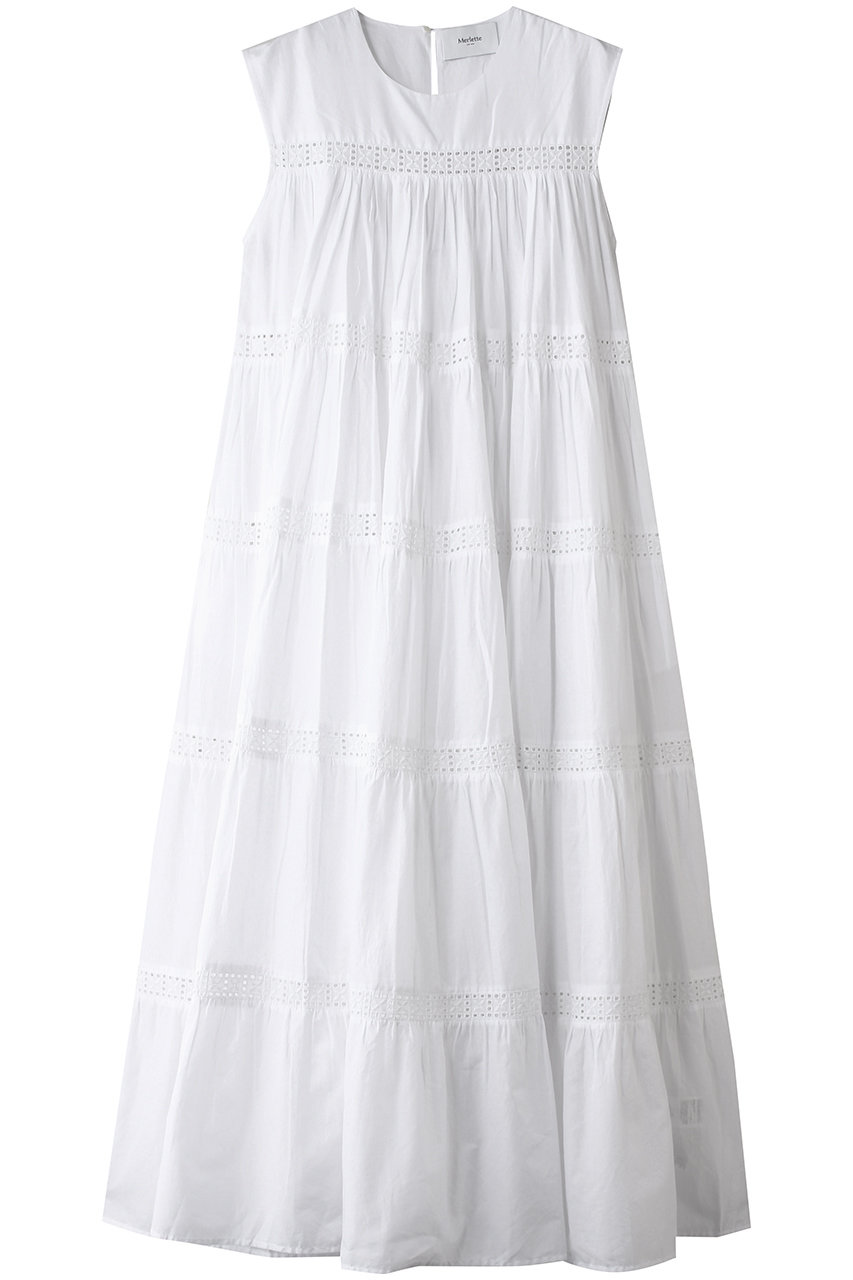 マーレット/MerletteのSARADINE レーストリム ティアードマキシドレス(ホワイト/4310300039)