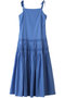LAYAL ローウエスト切替 ギャザーロングキャミドレス マーレット/Merlette ブルー