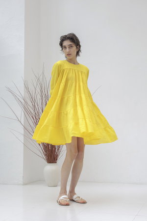 マーレット/MerletteのSOLIMAN リネン混ティアードドレス(110500/110502)