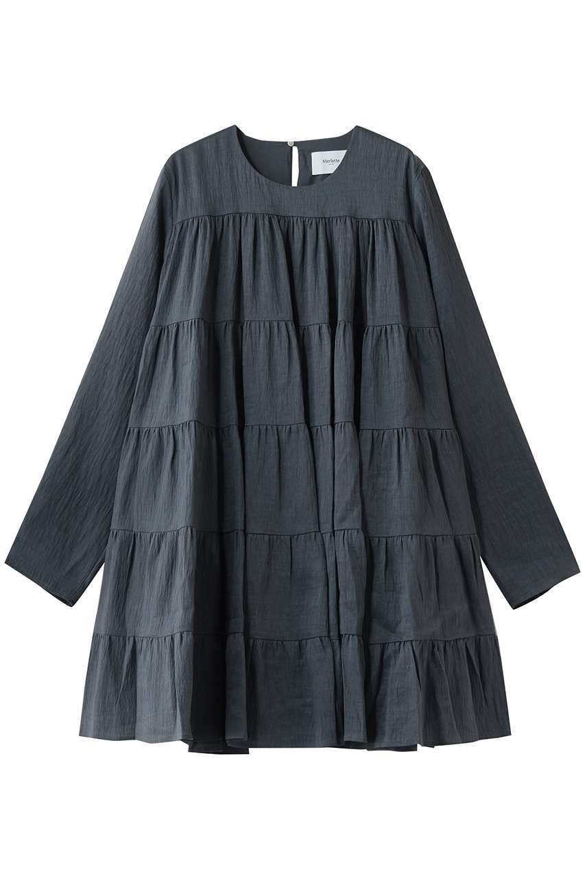 マーレット/MerletteのSOLIMAN リネン混ティアードドレス(ダークネイビー/4310300045)