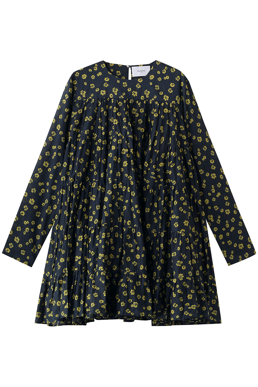 マーレット/MerletteのSOLIMAN PRINT フラワープリント ティアードドレス(ネイビー/4310700042)