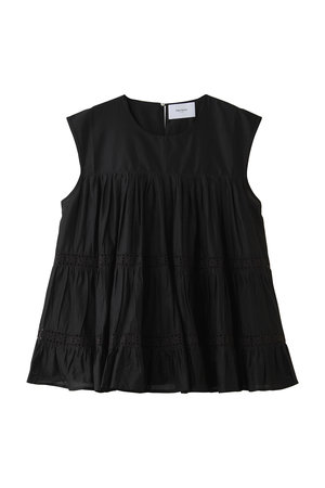 マーレット/MerletteのQUAI レーストリム ノースリーブティアードブラウス(110400/110401)