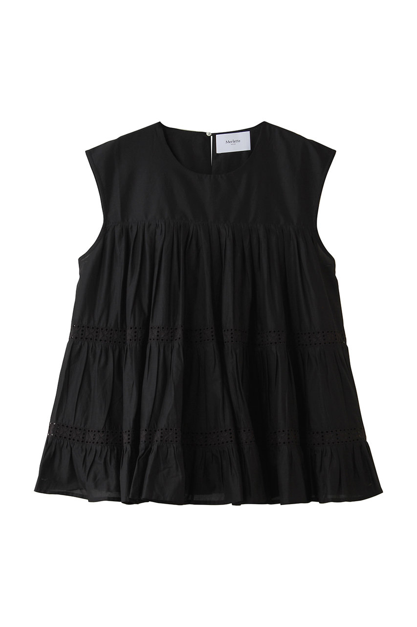 マーレット/MerletteのQUAI レーストリム ノースリーブティアードブラウス(ブラック/4310700044)