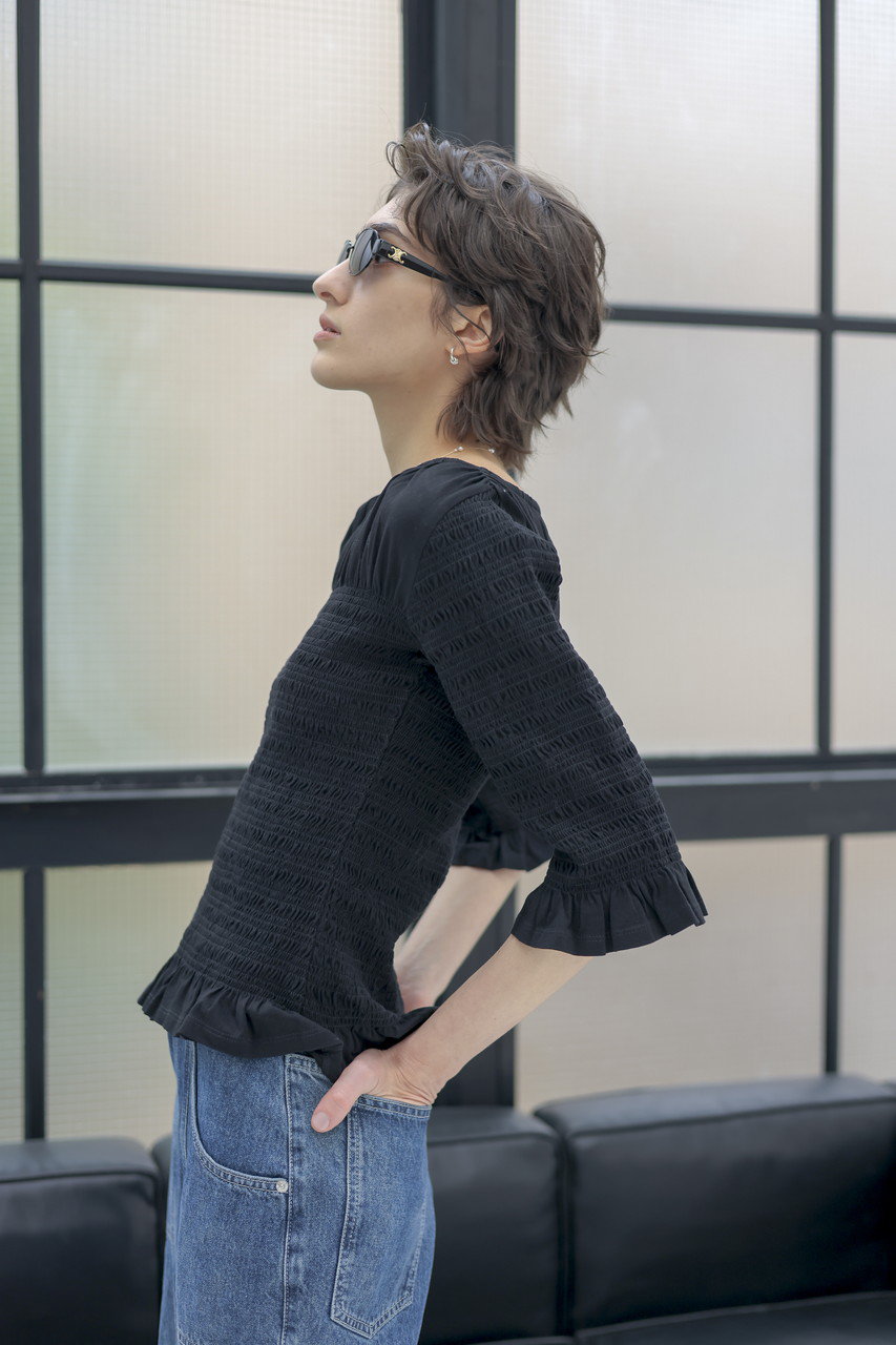 24SS✨美品✨マーレット マジョレレ コットンスモッキングブラウス 白 M Merlette(マーレット)｜APOLLINE コットンジャージー ハンド