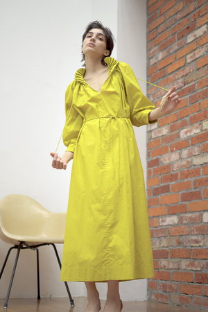 マーレット/MerletteのSHORE DRESS プリーツネック ギャザーロングドレス(110500/110503)