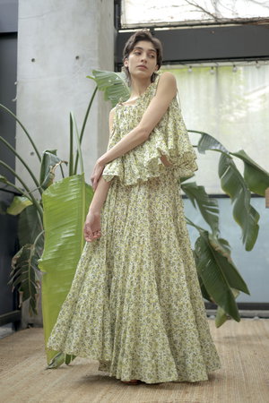 マーレット/Merletteの【予約販売】CHANDNI PRINT フラワープリント ティアードマキシスカート(110700/110703)