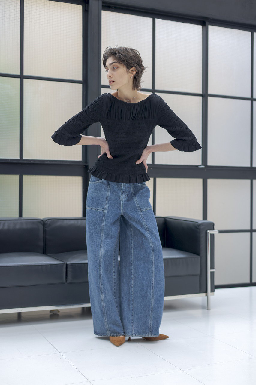 専用　美品　MARELLA ワイドデニムパンツ　近年モデル　WIDE LEG36 Merlette(マーレット)｜TULSI ワイドレッグデニムパンツ/ブルー の通販