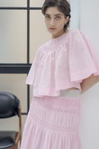 SANJH ハンドスモッキング フレアブラウス