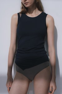 Sacre サクレ カップ付きタンクトップ M ブラック モカグレー 2枚セット Sacre サクレ カップ付きタンクトップ M ブラック モカグレー 2