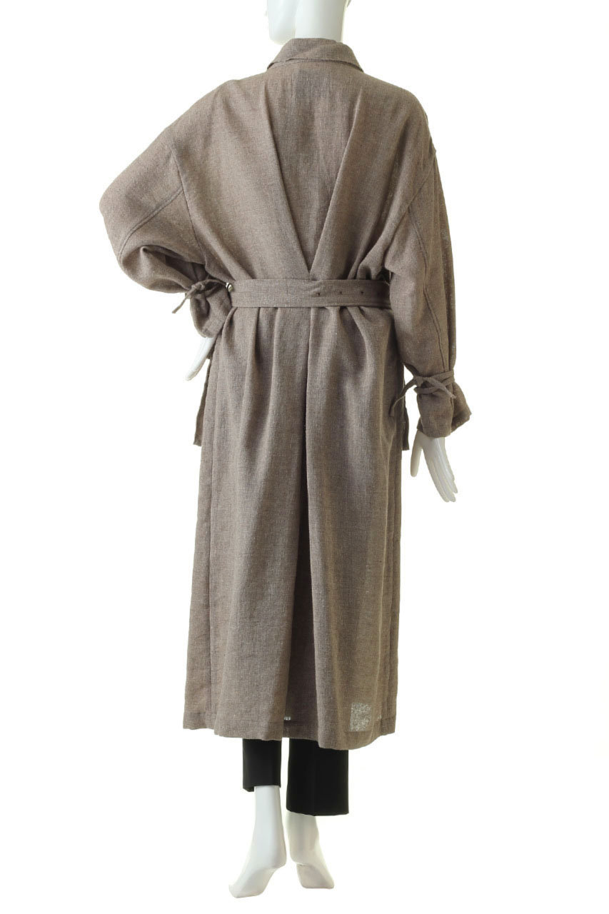 Wool linen maxi trench coat
