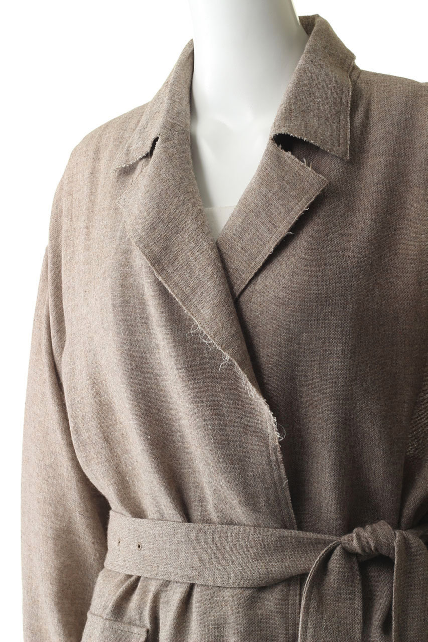Wool linen maxi trench coat