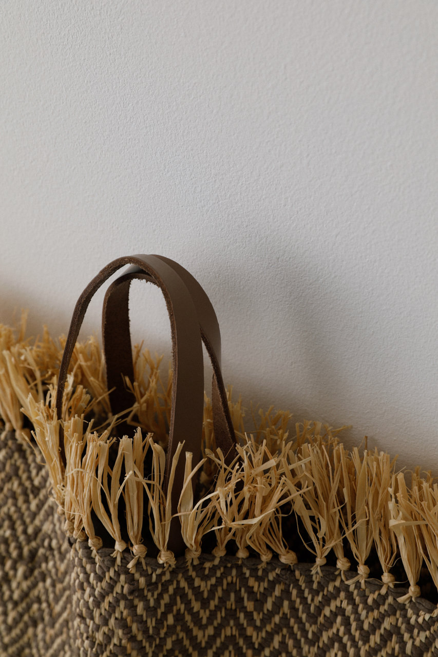 Raffia mix fringe bag/バッグ