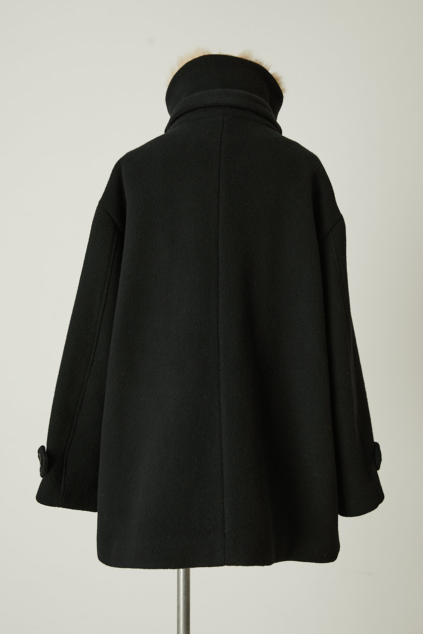 リムアーム新品★ウールコートHigh stand collar fur CT