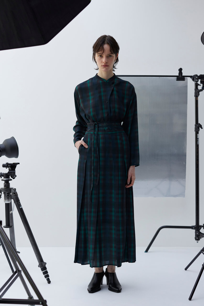 RIM.ARK(リムアーク)｜Geometric grid SK/スカート/グリーン の通販  