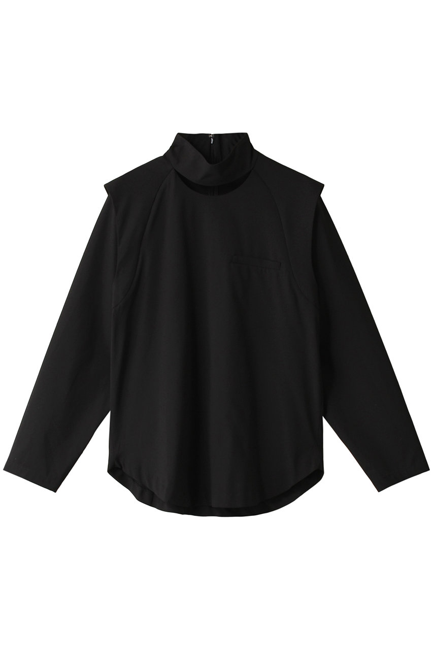 ＜ELLE SHOP＞ RIM.ARK Open neck blouse/ブラウス・シャツ (ブラック 36) リムアーク ELLE SHOP