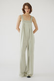 Satin slacks all in one/オールインワン