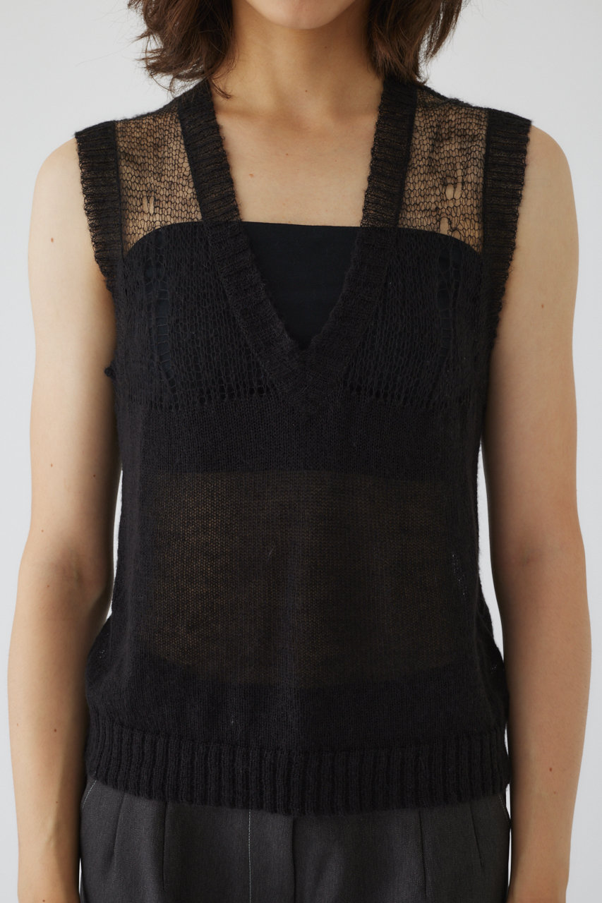 リムアーク/RIM.ARKのMohair mix minimum knit vest/ニットベスト(ブラック/460HAS70-0981)