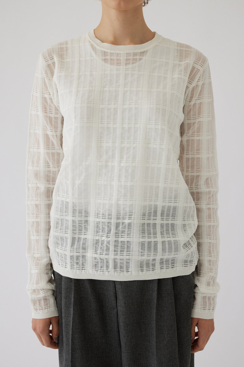 Sheer check knit tops/ニット